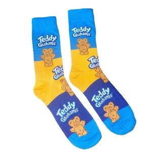 Teddy Grahams Crew mens sock size 6-12 cookies unisex funny crazy food new